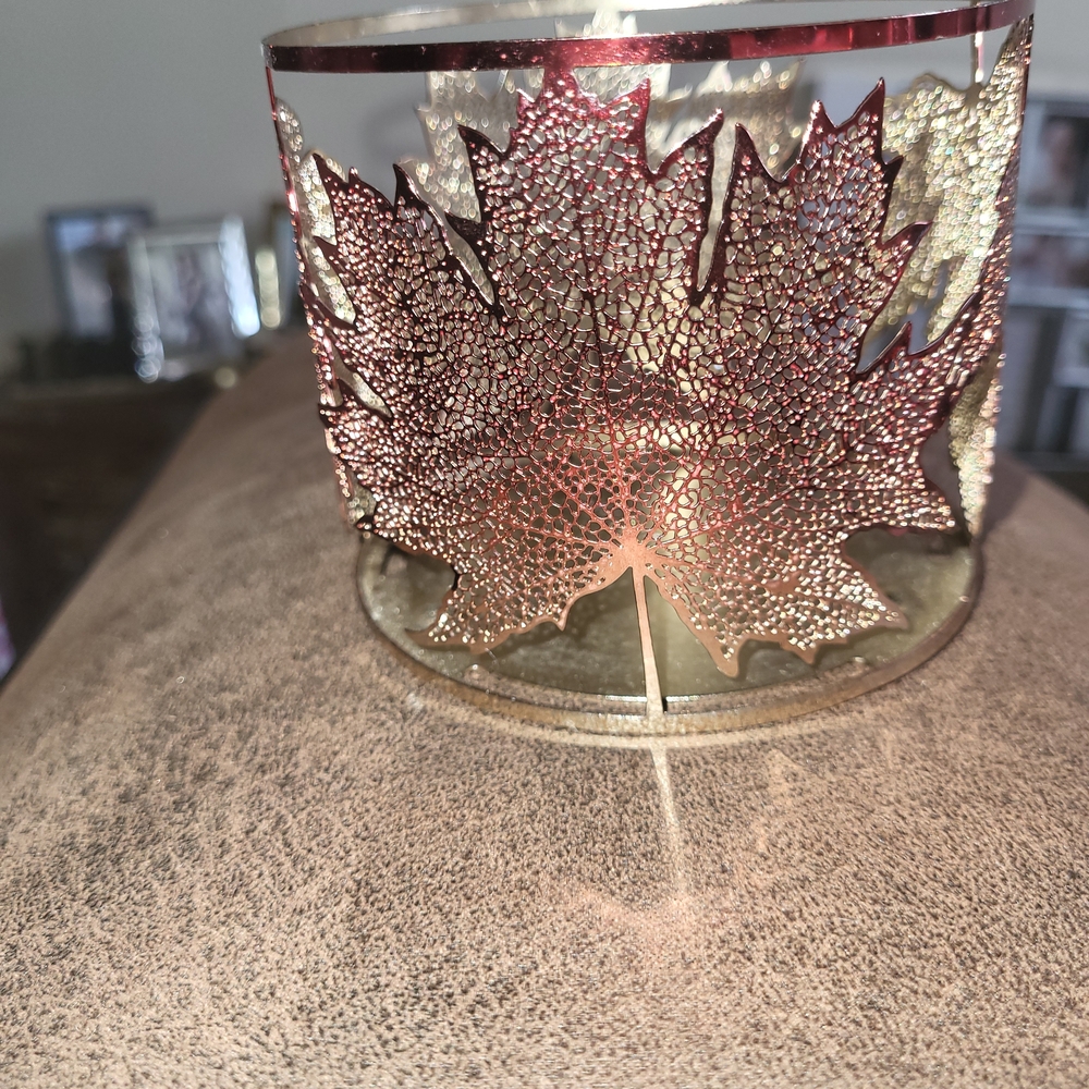 Bath & Body Works Red and Gold Leaf Candle Holder